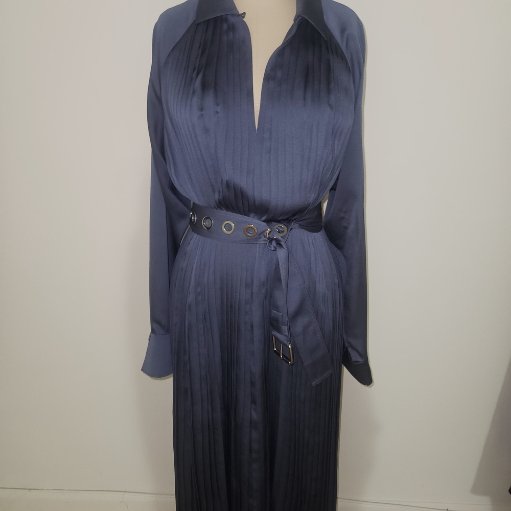 Lafayette 148 New York Midnight Blue Belted Dress